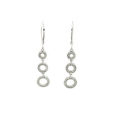 14k White Gold .50ct H SI2 Round Diamond Graduated Dangle Circle Earrings 1.5 Inches