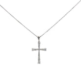14k White Gold 1.00ct F VS2 Round Diamond Graduating Cross Necklace