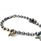 Sterling Silver 14.3 Gram Men's Bracelet with Dangle Eagle, Cross with Cubic Zirconium and Crown with Chocolate Cubie Zirconium Stones