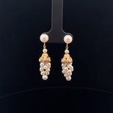 14k Yellow Fresh Water White Gold Pearl Drop Earrings