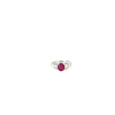 18k White Gold 1.72ct Oval AA Burma Ruby and .35ct F VS2 Baguette Diamond Ring Certified by GIA # 7235106134