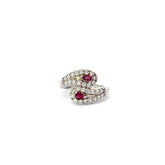18k white Gold .40ct Pear Shaped  AA Ruby and 1.00ct G VS2 Round Diamond ring