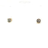 14k White and Yellow Gold .50ct G VS2 Round Diamond Bezel Set Stud Earrings