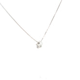 14k White Gold Flower with One Round Diamond / Small Box Chain Pendant 2.4gram 18"inch