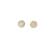 14K Yellow Gold 1 CT G SI1 CLUSTER BAGUETTE AND ROUND DIAMOND STUD EARRINGS
