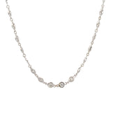 14k White Gold 3.52ct G SI1 Round Diamond / Diamond by the Yard Necklace 16" inch
