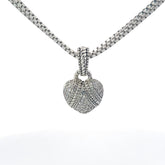 Pre-Owned Judith Ripka 925 Double Box 17"inch Necklace with CZ's Heart Pendant