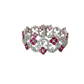 18k White Gold 9.62ct Pear Shape Ruby and 5.00ct G VS2 Round Diamond Vintage Bracelet