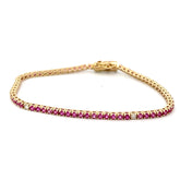 14k Yellow Gold 2.25ct Pink Sapphire /.18ct G VS2 Round Bracelet