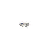 Platinum 1.15ct I VS2 Round Old Mine Cut Diamond and Sapphire Engagement Ring