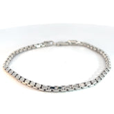 14k White Gold 12.6 Gram Diamond Cut Round Box Bracelet 8" inch