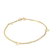 14k Yellow Gold 1.5 gram (3) Hearts Bracelet