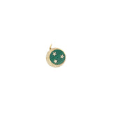14k Yellow Gold .31ct G VS2 Round Diamond Moon Malachite Necklace