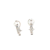 14k White Gold 1.00ct Total Diamond Weight Graduated Round and Baguette Diamond with Omega Back Clip on Earrings