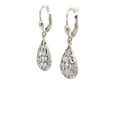 14k White Gold 2.30 gram Tear Drop Dangle Earrings