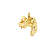 14k Yellow Gold Hand Sculpted Alligator with Round Blue Sapphire on the Eyes Ring 12.5gram