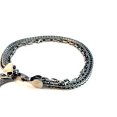 Sterling Silver 18.01 Gram Eagle Head 2 Row Men Bracelet