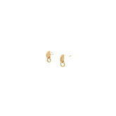 14k Yellow Gold 3D Half Disk /Loop Stud Baby Earrings