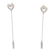14k White Gold .35ct G SI1 Round Diamond Open Heart Stud Earrings Dangle Tube
