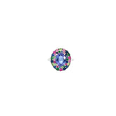 18k White Gold 2.22ct Oval Tanzanite Center and 1.50ct surround on the Halo Multicolored Round Sapphire Ring