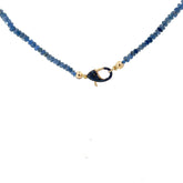 14k Yellow Gold .65ct G SI1 Round Diamond and .20ct Round Blue Sapphire Clasp/ Rough Tumbled Beaded Necklace