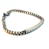 Sterling Silver 17.9 Gram Bar with Round Cubic Zirconium Stone Men's Bracelet