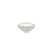 14k White Gold 1.01ct D SI1 Round Center Diamond / 1.32ct F VS2 Round Pave Diamond Ring Certified By GIA #1146572746