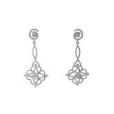 14k White Gold 2.50 G VS2 Round Diamond  Dangle Earrings