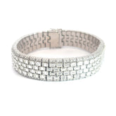 14k White Gold 30ct H VS2 Emerald Cut/ 2.60ct F VS2 Round Diamond Bracelet 1.5mm Wide 81.2 gram 7 1/2 Long