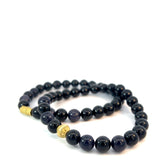 18k Yellow Gold Black Onyx and Gold Bead Bracelet