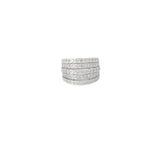 14k White Gold 1ct F VS2 Round Diamond  5 Row Wide Ring 15.5mm 10.8 Gram