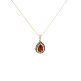 14k Yellow Gold 1.30ct Pear Shape Orange Citrine and .32ct G SI1 Total Weight of Chocolate and White Diamond Necklace
