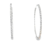 14k White Gold 3.15ct F SI1 Round Diamond Inside/out Diamond Hoop Earrings