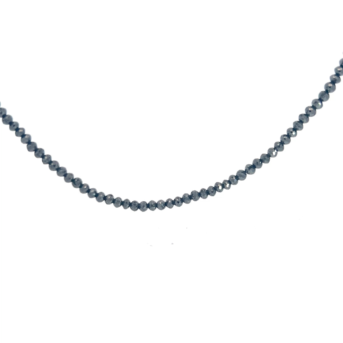 14k White Gold 55.7ct Beaded Black Diamond Necklace 3.50mm 22"inch