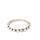 Stephen Dweck White Keshi Pearl Medium Open and Close Bangle in Sterling Silver