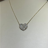14k Yellow Gold .75ct F VS2 Diamond Pave Heart Necklace