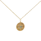 14k Yellow Gold Multi- colored Sapphire evil Eye necklace