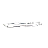 14k White and Yellow Gold Hollow Paperclip Bracelet 5.10mm