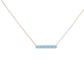 14k Rose Gold .07ct G SI1 Round Diamond Turquoise Enamel Necklace