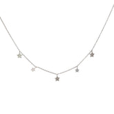 14k White Gold 3.0 gram Dangle Small  Stars Necklace