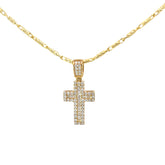 14k Yellow Gold 1.00ct G SI1 Baguette/Round Diamond Cross