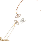 14k Yellow, White and Rose Gold .22ct G SI1 Round Diamond and .15ct Center Evil Eye Necklace