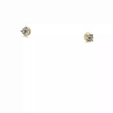 14k Yellow Gold .20ct G SI1 Round Diamond with Under Halo Stud Earrings