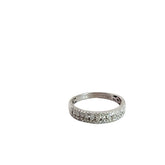 14k White Gold .65ct G VS2 Round Diamond / 3 Row Diamond Band