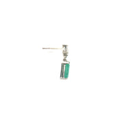 18k White Gold 1.88ct Emerald Rectangular Cut Shape/ .50ct F VS1 Asscher Cut Dangle Earrings