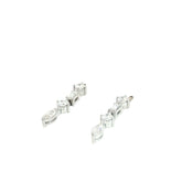 14k White Gold 2.00ct F VS2 Marquise, Emerald Cut, Round Diamond Dangle Earring Jackets