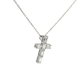 14k White Gold 2.00ct F VS1 (6) Emerald Cut Diamond Cross