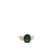 14k Yellow Gold 2.00ct Oval AAA Tsavorite/ .15ct H SI1 Round Diamond Ring