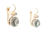 14k Two Tone 2.50ct G VS2 Round Diamond Vintage French Hook Bezel Set / Milgrain Earrings