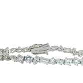 14k White Gold 15.28ct F/G VS2 Princes Cut, Emerald Cut, Pear Shape, Heart, Round, Marquis and Oval (30) Multi Shape Total Diamonds Tennis Bracelet